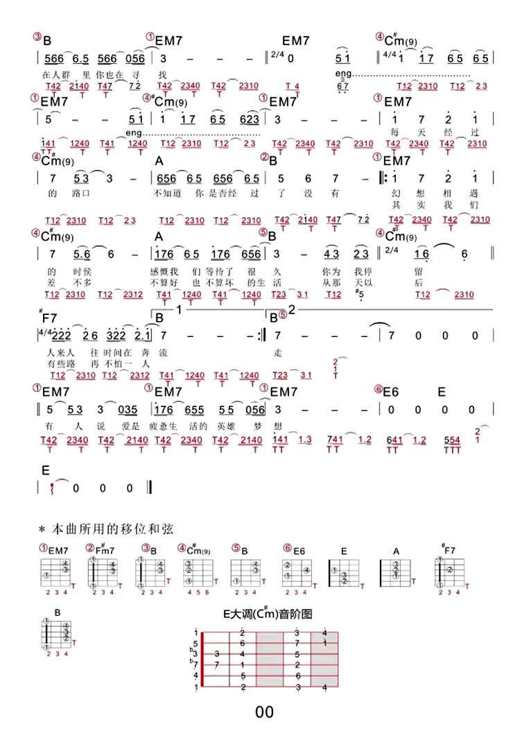 等我遇见你吉他谱 李健 北京遇上西雅图2主题曲2