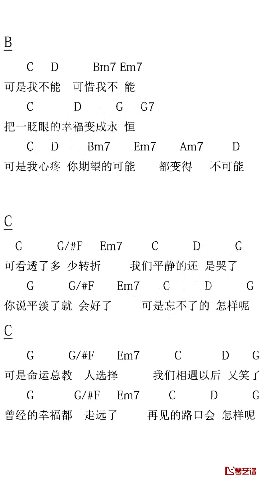 那又怎样吉他谱 那英 简易版2