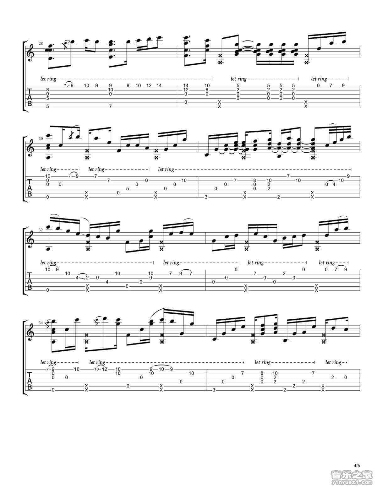 rylynn指弹谱 D调六线谱-Andy McKee1