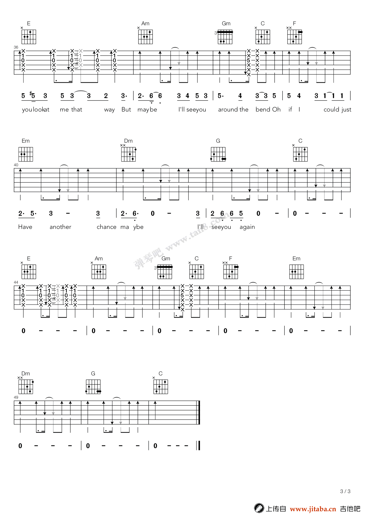 See you again吉他谱 窦靖童 电影《声之形》推广曲-弹唱谱3