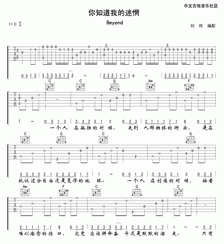 beyond 你知道我的迷惘吉他谱1