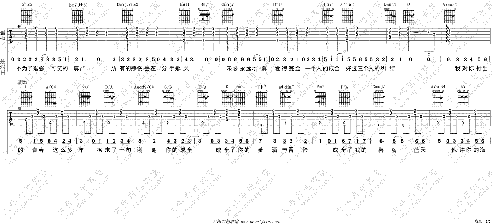 成全吉他谱-林宥嘉-吉他教学视频-高清弹唱谱2