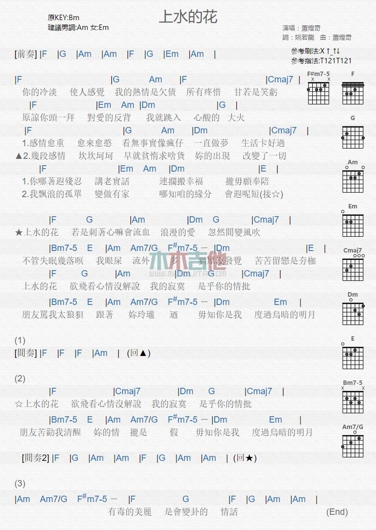 上水的花_吉他谱_萧煌奇1
