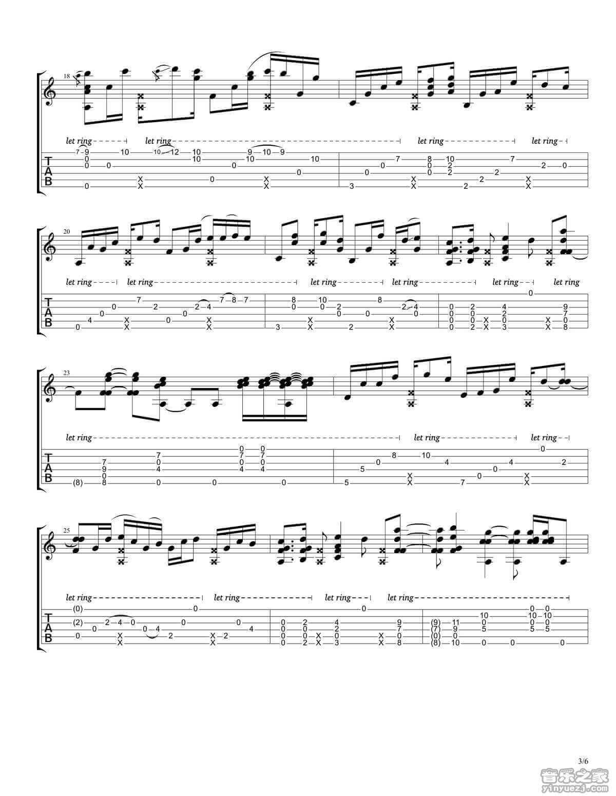 rylynn指弹谱 D调六线谱-Andy McKee1