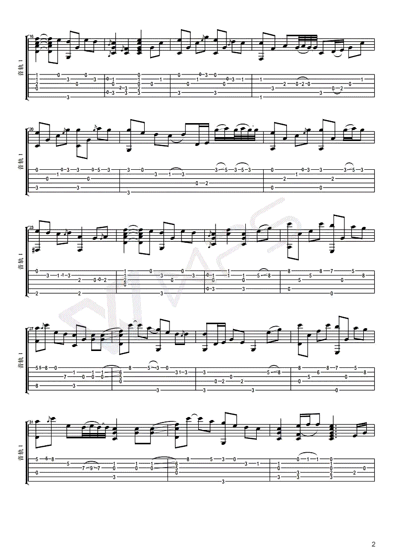 隐形的翅膀指弹吉他谱-张韶涵-吉他独奏谱-指弹视频演示2