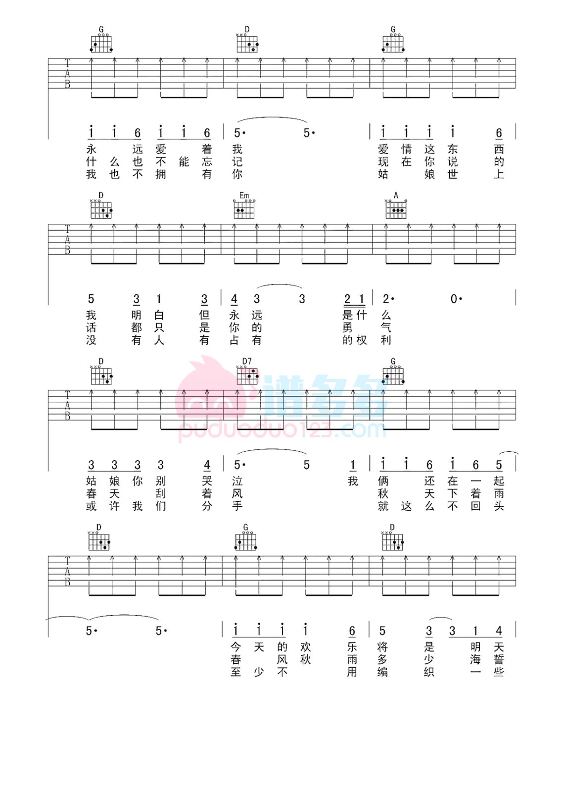 罗大佑《恋曲1980》吉他谱1