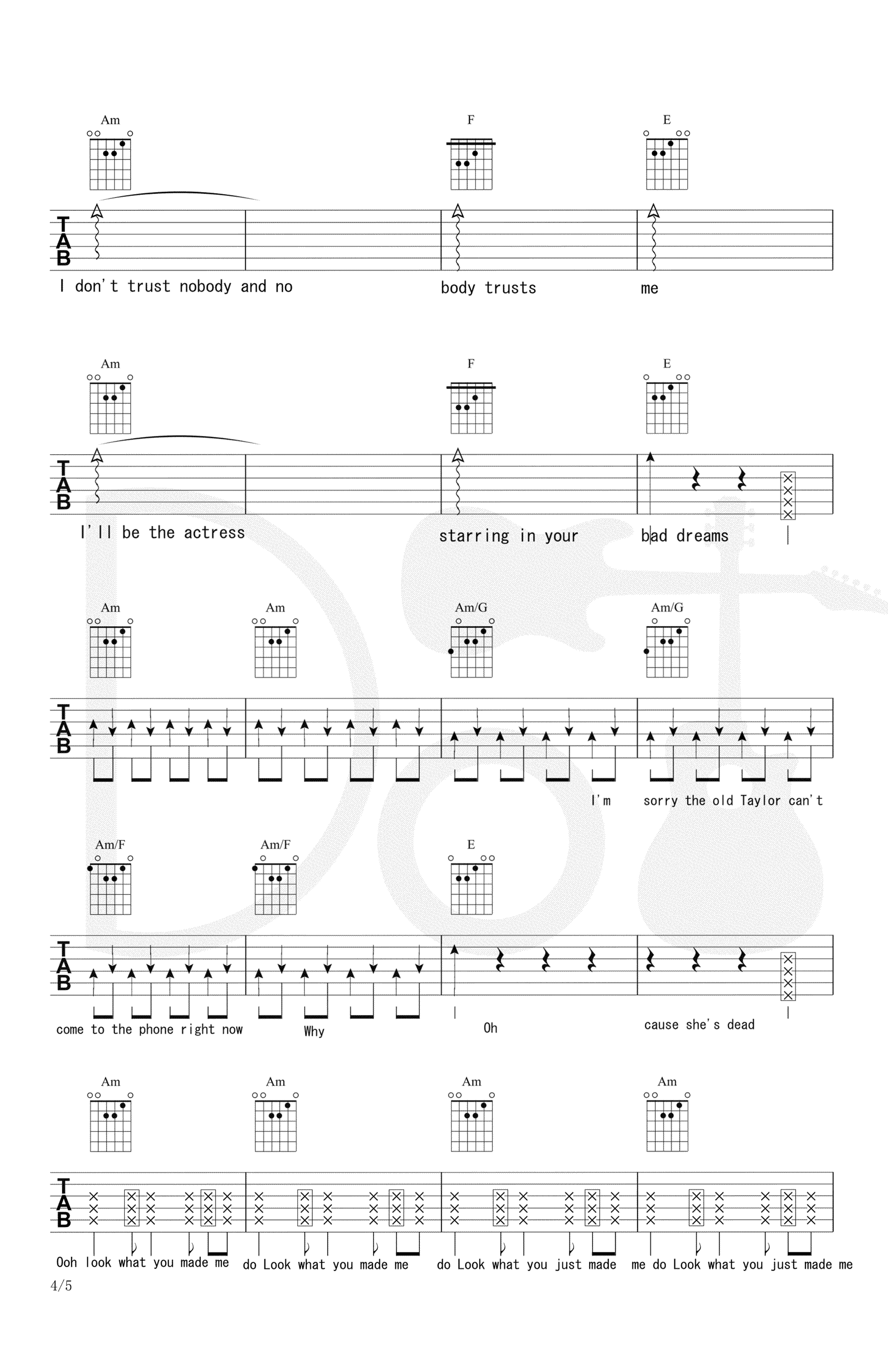 Look What You Made Me Do吉他谱-Taylor Swift-弹唱六线谱4