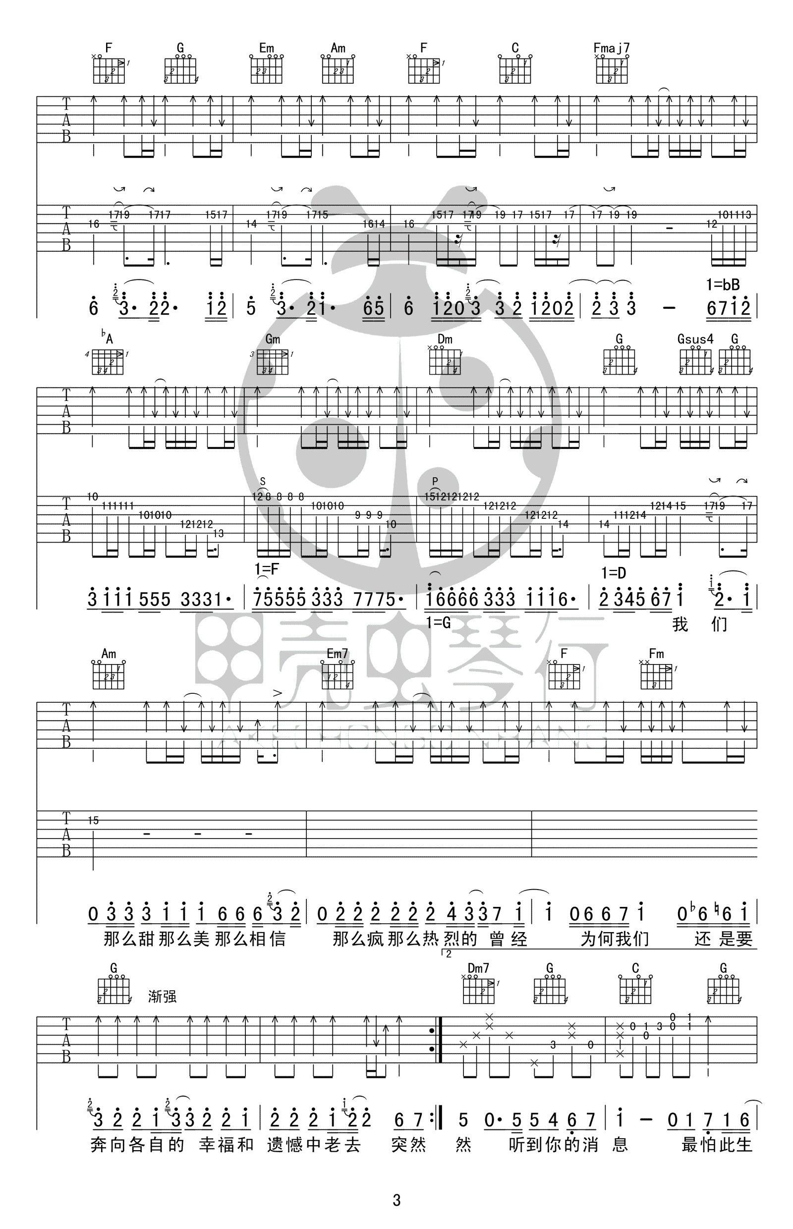 突然好想你吉他谱-五月天-原版谱带solo-高清六线谱3