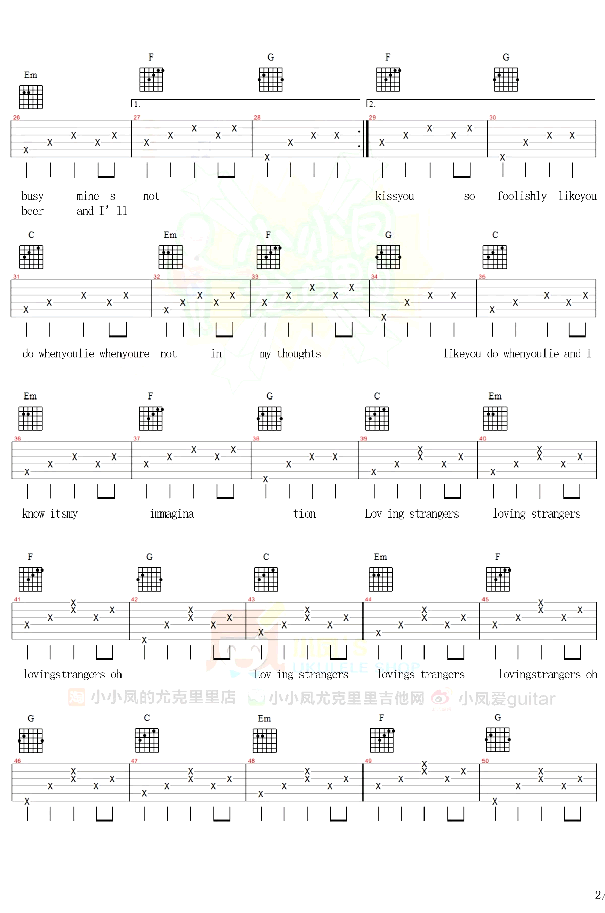 Loving Strangers吉他谱-Tiger-吉他教学视频2