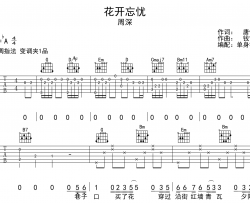 花开忘忧吉他谱-周深-G调指法原版吉他谱