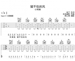 留不住的风吉他谱_小阿枫_G调弹唱六线谱