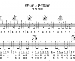 张楚《孤独的人是可耻的》吉他谱_G调原版吉他谱