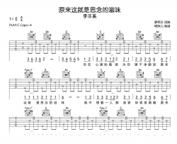 原来这就是思念的滋味吉他谱_李非奚_C调高清弹唱谱