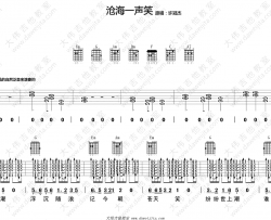 沧海一声笑吉他谱-许冠杰-高清六线谱-吉他弹唱教学演示