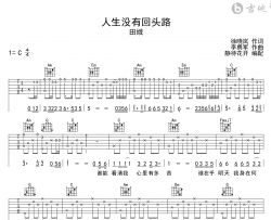 人生没有回头路吉他谱_田娥_C调完整版弹唱谱