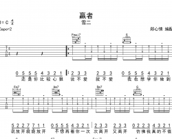 赢者吉他谱_雪二_C调扫弦版_《赢者》吉他弹唱六线谱