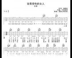 王菲《容易受伤的女人》吉他谱_C调_高清弹唱谱