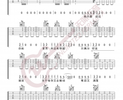 《他只是经过》吉他谱-H3R3/Felix-C调高清弹唱六线谱