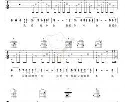 我爱你中国吉他谱_C调六线谱_爱国歌曲_吉他弹唱演示视频