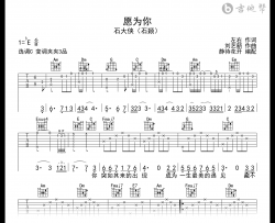 愿为你吉他谱_石大侠（石颖）_C调弹唱六线谱