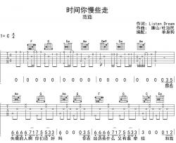 《时间你慢些走》吉他谱_范茹_C调版吉他六线谱