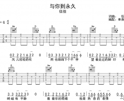 与你到永久吉他谱_伍佰_G调指法六线谱_吉他弹唱谱