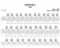 赵照《折断的骨头》吉他谱_D调_弹唱六线谱