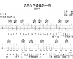 王俊凯《记录你所给我的一切》吉他谱-C调原版弹唱吉他谱