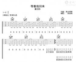 戴羽彤《等着我回来》吉他谱_C调弹唱谱_完整高清版