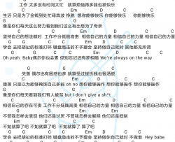 努力工作吧吉他谱 赛文&GOD 吉他图片谱  高清