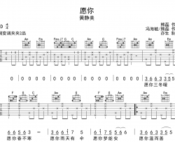 愿你吉他谱_黄静美_《愿你》C调原版六线谱