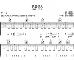 梦里情人吉他谱_罗宾_C调指法_音频示范_经典老歌