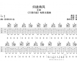 归途有风吉他谱_王菲_G调指法_完整弹唱六线谱