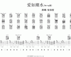 张信哲《爱如潮水 swing 》吉他谱(D调)-Guitar Music Score