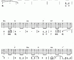 忘不了 童安格 无飘飘标准版 吉他谱 包银廷 吉他图片谱 高清