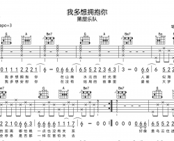 我多想拥抱你吉他谱-黑屋乐队-D调吉他弹唱谱