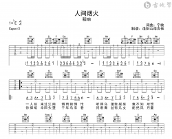 程响《人间烟火》吉他谱_C调指法_高清弹唱六线谱