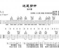 张叶蕾《还是劈开》吉他谱_C调原版六线谱_吉他弹唱谱