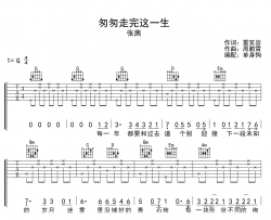 匆匆走完这一生吉他谱_张茜_G调弹唱六线谱