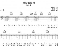 爱没有结果吉他谱_洛先生_C调指法完整版_高清六线谱