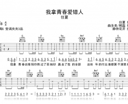 我拿青春爱错人吉他谱_任夏_G调弹唱六线谱