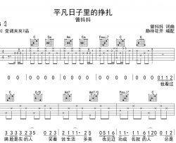 平凡日子里的挣扎吉他谱-曾抖抖-C调原版弹唱吉他谱