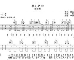 掌心之中吉他谱_魏佳艺_G调原版六线谱