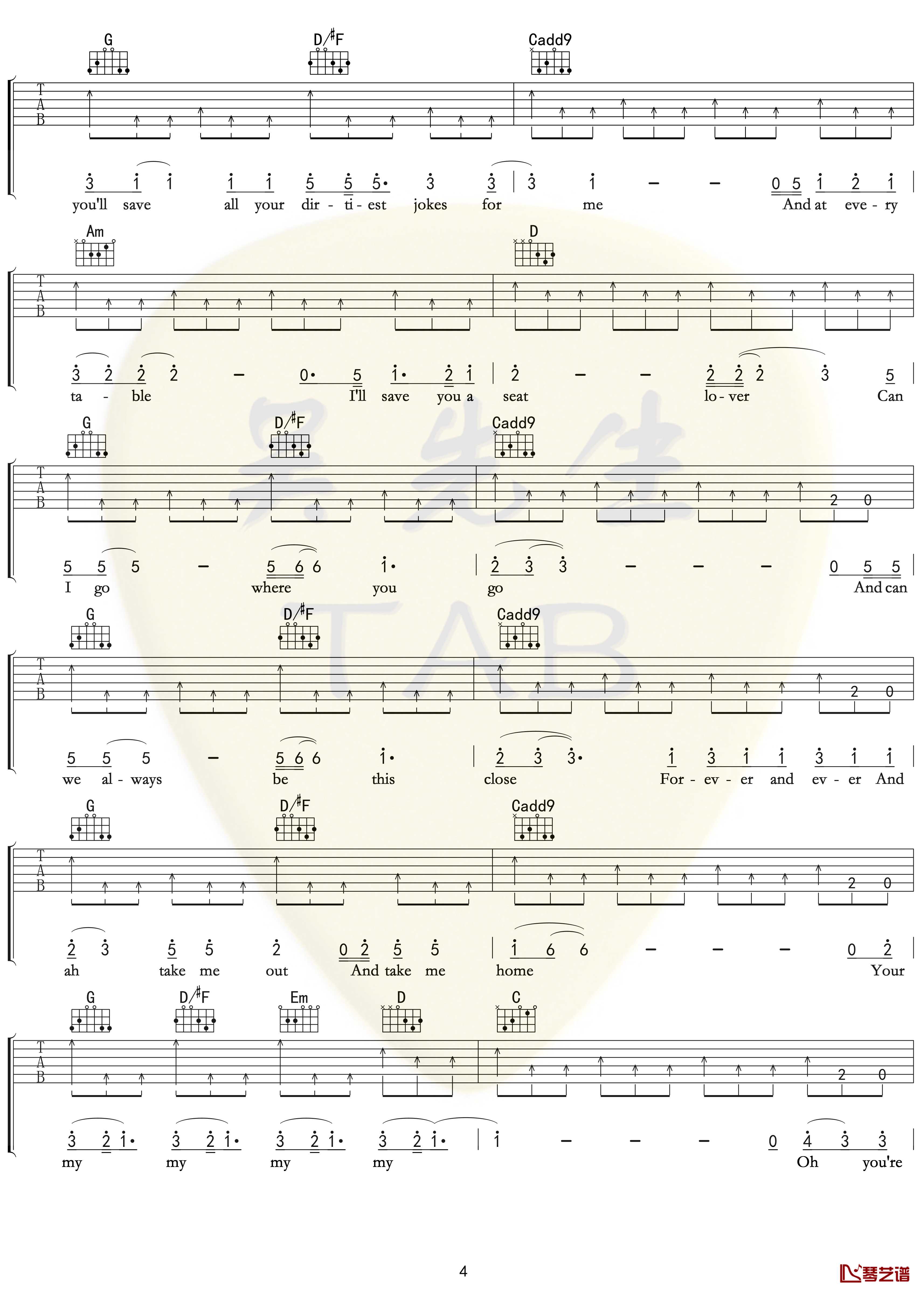Lover吉他谱 G调 Taylor Swift【附示范音频】4