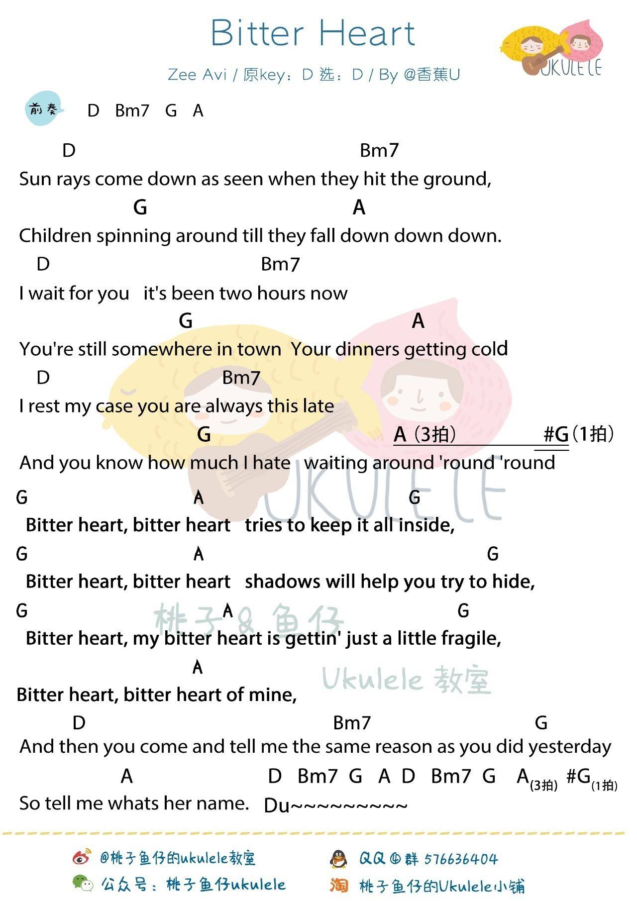 Bitter Heart尤克里里谱Zee Avi  弹唱教学1